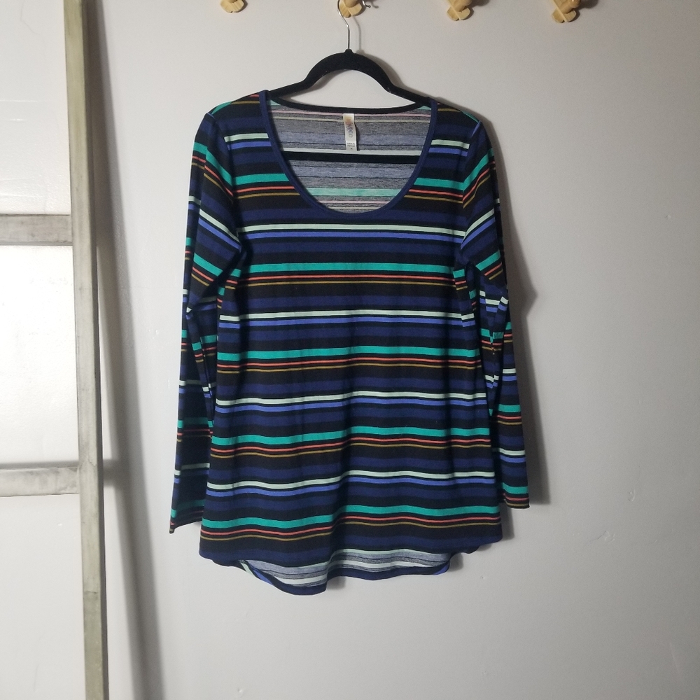 LULAROE WOMEN'S STRIPED LONG SLEEVE BLOUSE SIZE MEDIUM